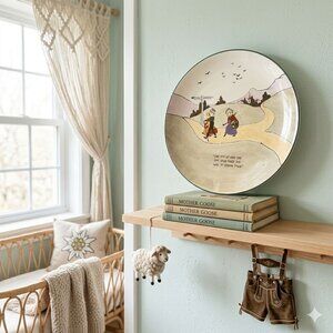 Vintage Austrian Ceramic Nursery Plate - "London Town" Mother Goose Rhyme